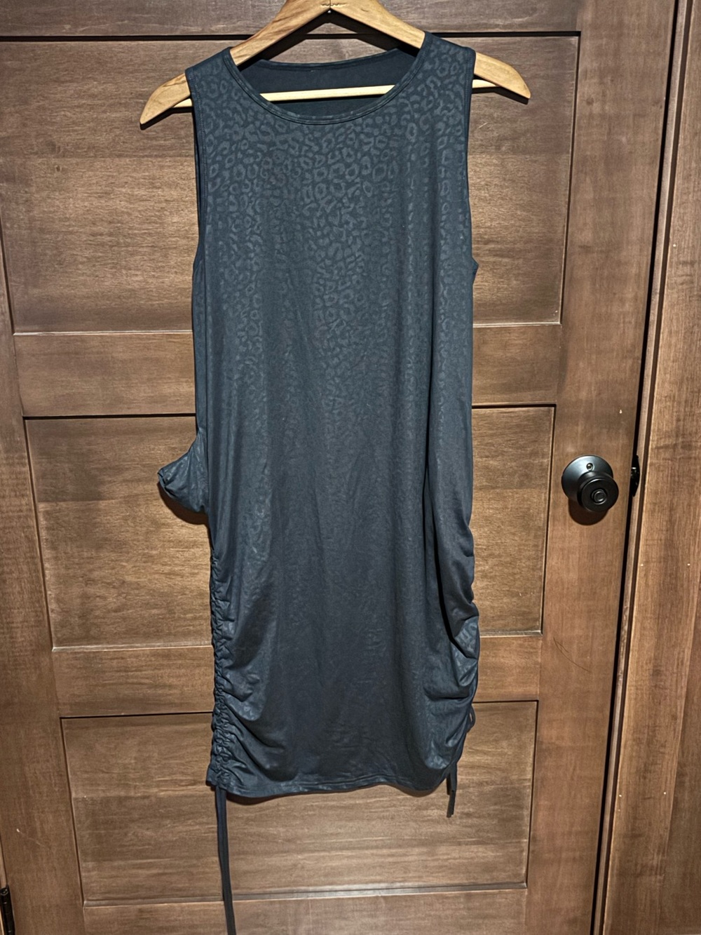 CVG Sleeveless Black Ruched Side Midi Dress
